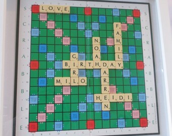 Personalised Scrabble Wall Art Frame perfect as a birthday, wedding or family gift
