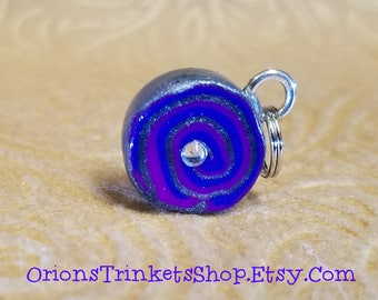Handmade Polymer Clay Charms- Whimsical Swirl, purple, blue, bracelet, birthday, gift, cute, bangle, decor, accessory, jewelry, present