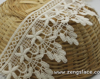 Beige Cotton Lace Trim/Guipure Lace trim/Vintage Lace/Antique Lace/Couture Trim/Lace Curtain Trim/Venise Lace Trim/Lace by the yard, VL-2-BE