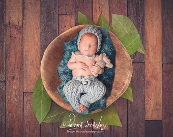Newborn Digital Background - 4-Pack - Bowl on Wood Floor - Baby in Basket Prop - Newborn Studio Backdrop - Boy or Girl Digital Photography
