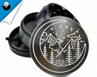 Herb grinder | Weed grinder | Moonlit Mountains | 2.5" 4-piece aluminum