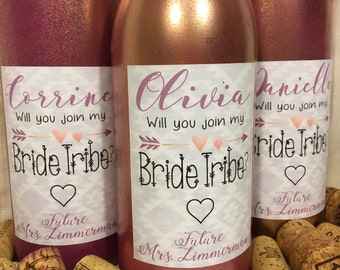 Bridesmaid Proposal | Custom Wine Bottle Labels | Join my Bride Tribe | Aztec Print | Love, Future Mrs.
