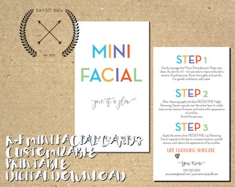 rodan + fields - custom mini facial cards - business materials - give it a glow - download - printable