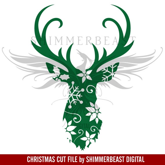 Download Christmas SVG Cut File Floral Christmas Deer svg Deer head