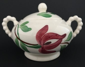 Blue Ridge Pottery Sugar Bowl | Carnival Pattern | Vintage Dishes | Hostess Gift