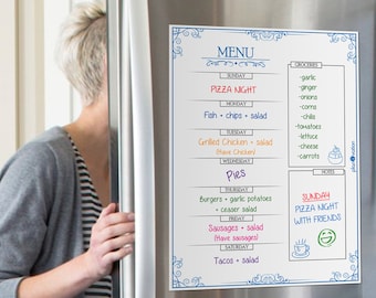 Meal Planner~Weekly Meal Planner~Daily menu planner~Dry Erase Menu~Weekly Menu Board