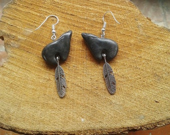 Earrings Wolf Totem (made to order)