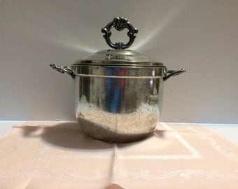 Vintage Silverplate Ice Bucket with a Pyrex Glass Liner