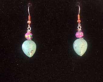 Tear drop torqouise earrings