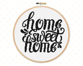 50% OFF! Home sweet home cross stitch pattern, Digital Cross stitch pattern, lettering, modern cross stitch