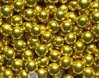 Large 6mm Gold Dragees - Edible Sugar Balls - Edible Cake Sugar Sprinkles, Cupcake Decorations, Cake Decor