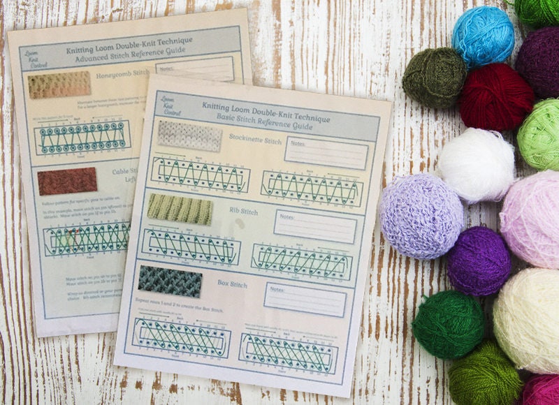 Basic and Advanced Loom Knit Stitch Reference Guide Set
