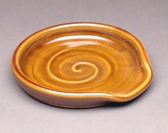 Glossy Brown, Spoon Rest, Ceramic Spoon Rest, Pottery Spoon Rest, Spoon holder, Handmade Spoon rest, Kitchen Spoon holder