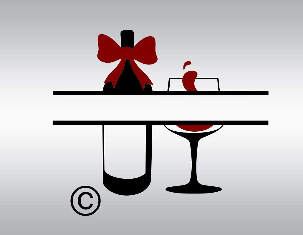 Download Wine Glass bottle SVG monogram Clipart Cut Files Silhouette