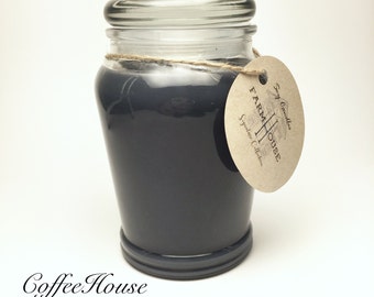 Black Coffee Scented Soy Candles Handmade 14oz, Scented Candles, Natural Candles, Woodwick Candles, Coffee Candles, Mason Jar Candles