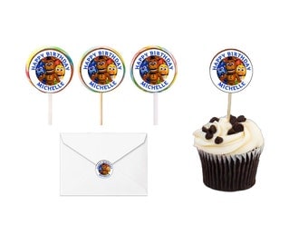 30 Five Nights At Freddy's Birthday Lollipop labels, Cupcake Toppers, Stickers, Favors, Labels, (Changes OK) FREE SHIPPING