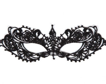 Ladies Elegant Black Soft Lace Filigree Eye Mask Ideal For Masquerade Ball With Ribbon Tie-on MK-9963B