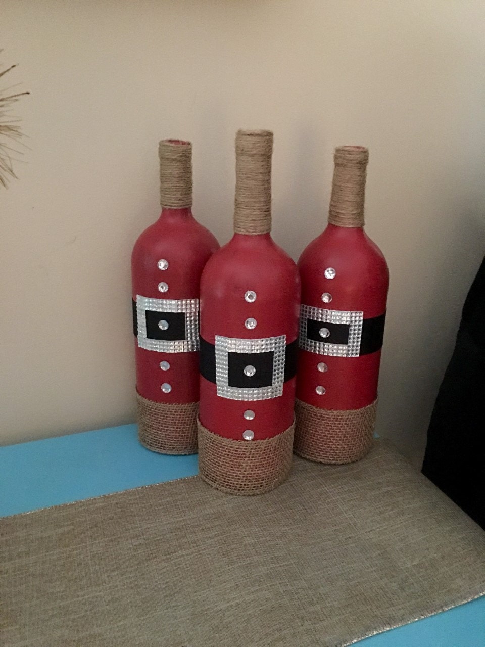 Christmas Wine Bottles Christmas Home Decor Santa Home