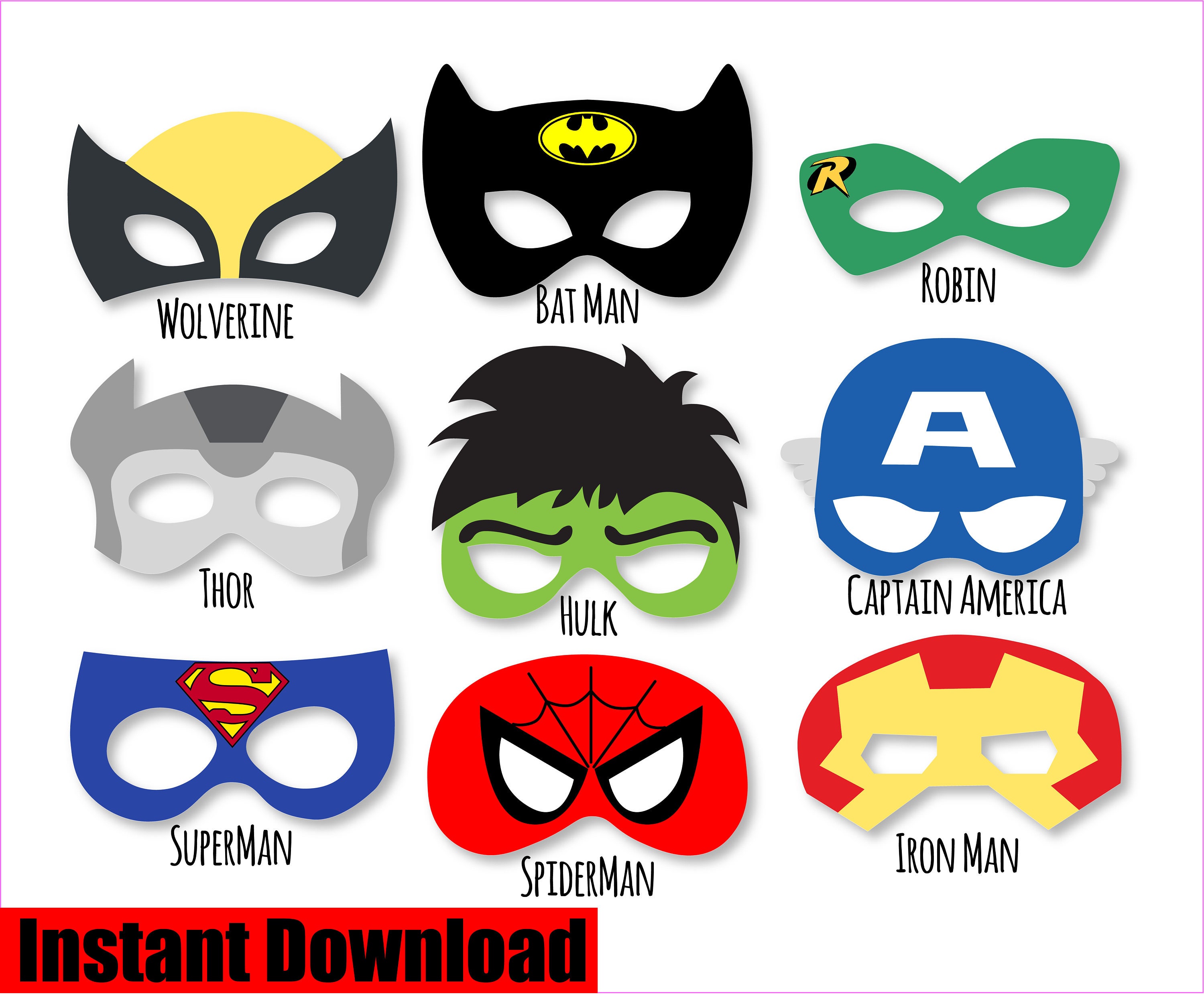 Superheroes Mask Printables SuperHeroes Props Photo Booth