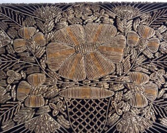 Vintage Velvet Clutch Bag / Indian Zardozi Embroidery