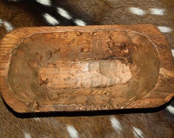 Carved Wooden Dough Bowl Primitive Wood Trencher Tray Rustic Home Decor 9 inch