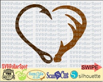 Hook and Antler SVG - Fishing SVG - Hunting SVG - Silhouette File - Cut File