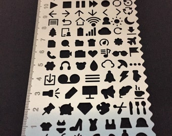 Planner Stencil, Journal Stencil, Number Stencil, Design Template, Creative Template, Shaper, Ruler, Stainless Steel, 12.5 x 7.5 cm