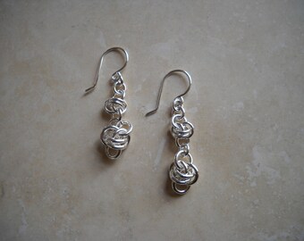 Sterlng silver double fancy link earring