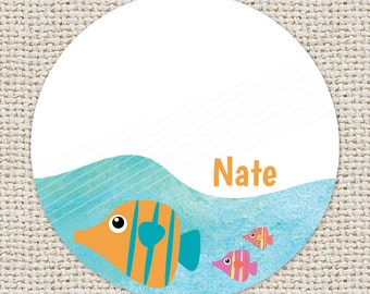 Personalized Gift Enclosure Cards & Custom Kids Gift Tags | Underwater: Fish | D-GT2.008