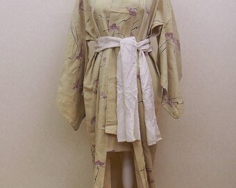 Japanese antique kimono robe / not has liner