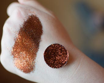 HOWDY: Copper/Brown Pressed Glitter Eyeshadow Cruelty Free 26 mm magnetic pan