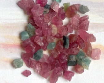 Petite Raw Watermelon Tourmaline nuggets, High Quality Undrilled Raw Pink Tourmaline nuggets, green tourmaline nuggets