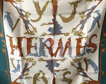 Hermes Scarf Annie Faivre Alphabet III 90cm New in Box, Hemes Silk Scarf, Designer Scarf, Hermes Shawl, Rare Hermes Scarf