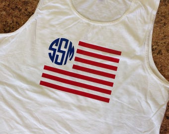 Patriotic Flag with Initials Tank Top