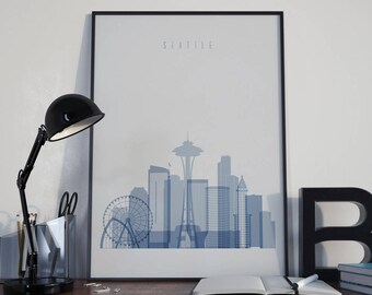 Seattle Art Seattle Watercolor Seattle Multicolor Seattle Wall Art Seattle Wall Decor Seattle Home Decor Seattle City Seattle Skyline Poster