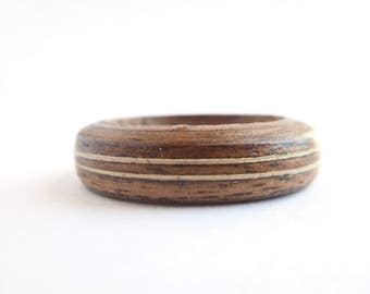 Walnut Ring with Inlay-Wooden Ring-Wood Ring for Men-Wood Ring for Women-Wooden Engagement Ring-Wooden Wedding Ring-Wood Ring