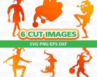 Joker Svg, Joker Decal, Joker Clipart, Clown Svg, Clown Clipart, Mardi Gras Svg Files, Jester Hat Svg, Silhouette Cameo Files, Svg Cuts, Dxf