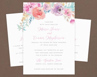 Digital OR Printed Wedding Invitation Suite // The DELICATE FLOWER Collection // Script, Floral, Spring, Whimsical, Classic, Elegant