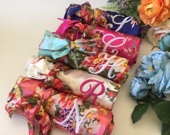 Satin bridesmaid robes, bridesmaid gifts, matching wedding pajamas, bridal robes, getting ready robes, bridal party robe bridesmaid proposal