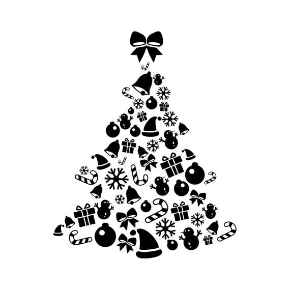 Download Items similar to Christmas Tree Elements Graphics SVG Dxf ...