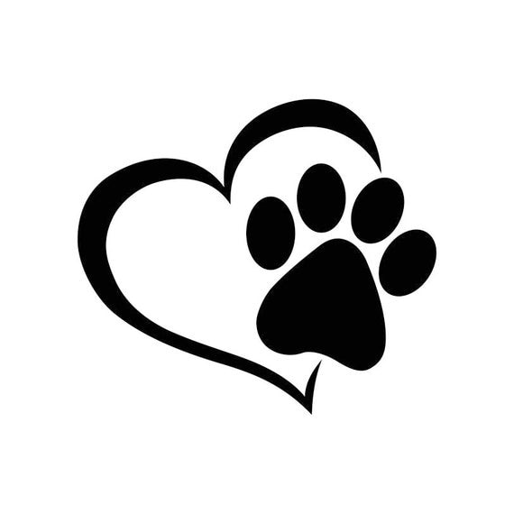 Paw Heart Dog Cat Love Pet Graphics SVG Dxf EPS Png Cdr Ai Pdf