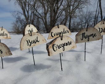 Handpainted garden herb markers