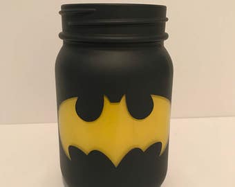 Batman Theme Mason Jar Centerpieces, Batman Party, Marvel Party, Super Hero Party
