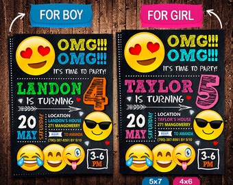 Emoji Invitation, OMG Invitation, Emoji Invite, OMG Invite, Emoji Birthday, OMG Birthday, Emoji Party, Emoji Printable, Emoji Card