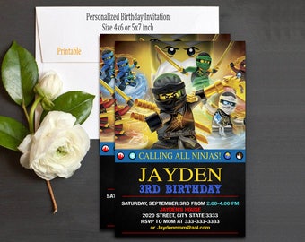 Lego Ninjago Invitation / Lego Ninjago Birthday / Lego Ninjago Party / Lego Ninjago Card / Lego Ninjago Printable / Lego Ninjago / Ninjago