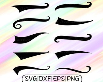 Text Tails set of 10 Swoosh SVG Vector Digital Cut File