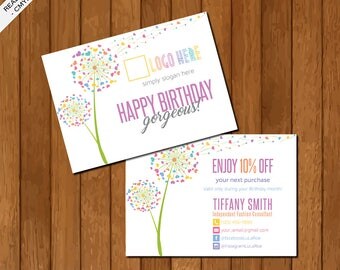 LLR Birthday Card, Post Card, Home Office Approved, Dandelion, Personalized, Independent Fashion Retailer, LuLaRoe Business Card 01