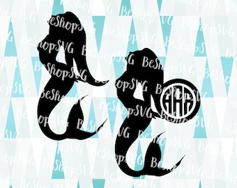 Mermaid SVG, Mermaid Monogram frame SVG, Mermaid Life SVG, Mermaid Vector, Mermaid Silhouette, Instant download, Eps - Dxf - Png - Svg