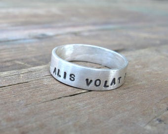 Alis Volat Propriis She Flies With Her Own Wings Sterling Silver Stamped Ring Fundraiser for The Women's March