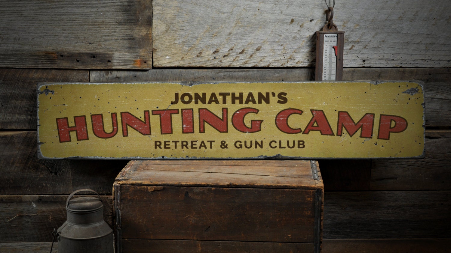 Hunting Cap Retreat Gun Club Wood Sign Custom Hunter Name